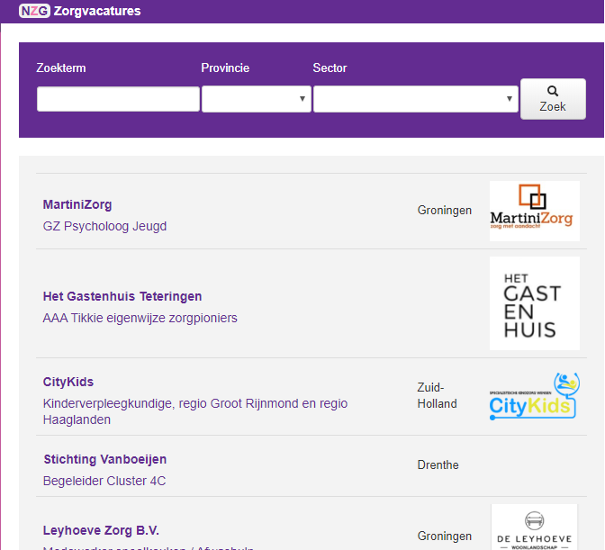 vacatures in de zorg
